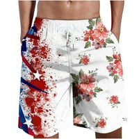 Мъжки летни хавайски къси панталони ежедневни отпечатани еластични талии спортни къси плажни панталони с джобове тропически празник плаж алоха четвърти диня червен xxl