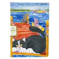 Съкровищата на Каролин 6001-флаг-Родител черно-бяла котка не рибарско знаме, Многоцветен
