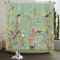 Китайски стил цветя и птици Дърви душ завеси за баня завеса водоустойчив декор за баня с куки 3D печат баня завеса