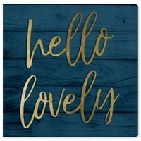 Писта Авеню типография и Цитати стена изкуство платно печат 'Здравейте прекрасни злато и синьо' любовни цитати и поговорки-злато, синьо