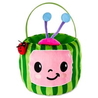 Кокоселон джъмбо Плюшена Великденска кошница с дръжка, диаметър, зелен, розов, Многоцветен